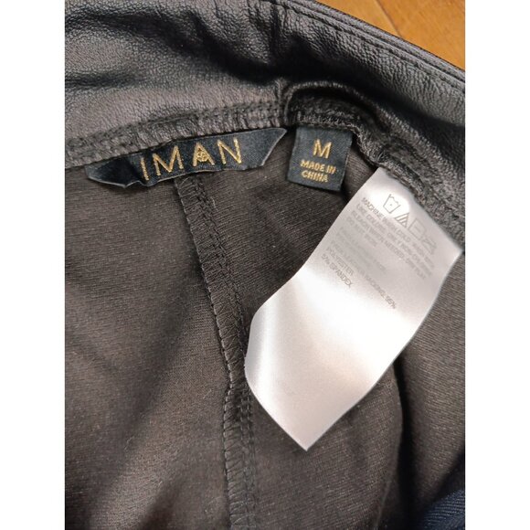 IMAN Global Chic Womens M Textured Faux Leather Bootcut Pant Black Zip NWOT - Picture 5 of 10